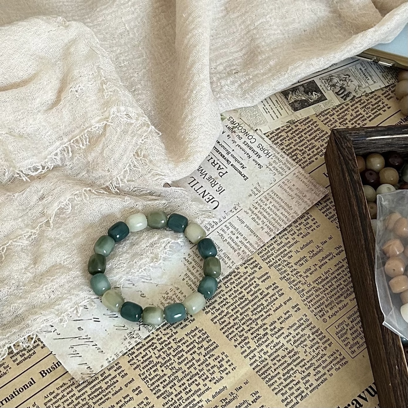 	Decorative Bodhi beads bracelet green