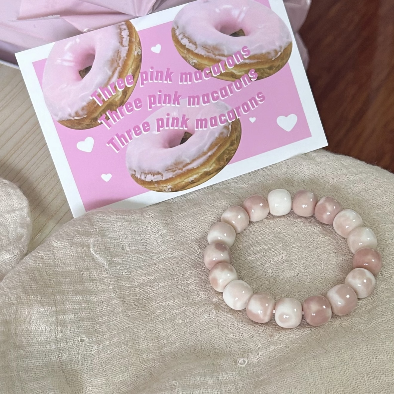 Thumbnail of Decorative Bodhi beads bracelet pink